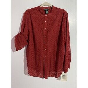 Vtg Ralph Lauren Button Up Top 2X Eyelet Beachy Minimalist‎ Quite Luxury Coastal